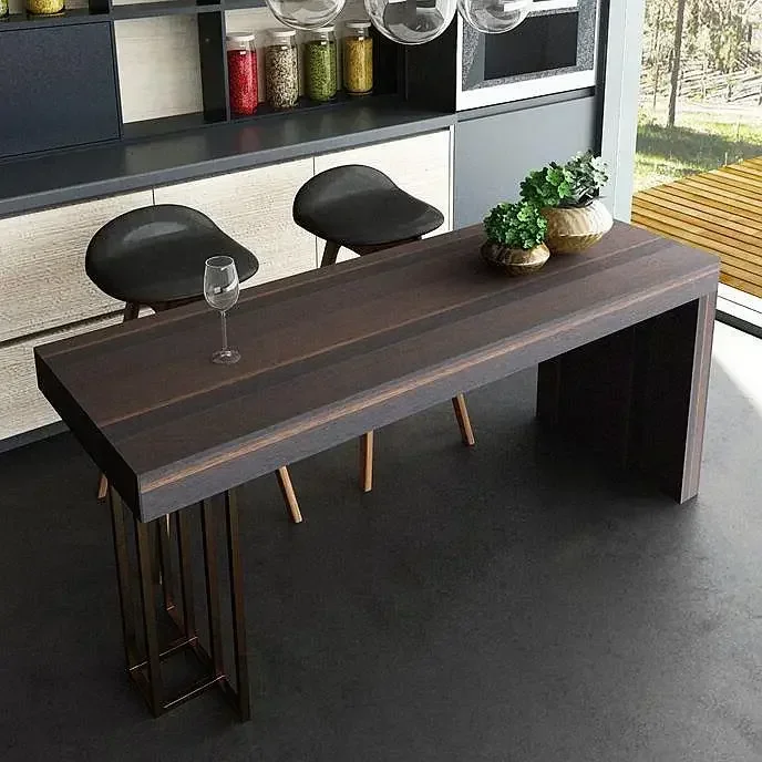 

Italian Bar Counter Light Luxury Bar Counter Smoked Wood Nordic Dining Table Modern Minimalist Walnut