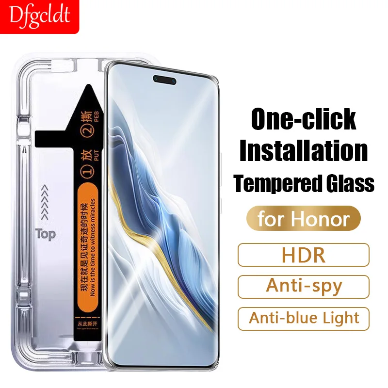 

One-click Installation Anti-spy Curved Tempered Glass For Honor Magic 6 5 4 Ultimate X9b X9a X40 X50 Pro X50 GT Screen Protector