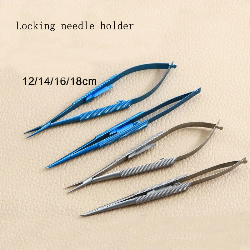 Aço inoxidável Needle Holder, Ophthalmic Microneedle, 12.5cm, 14, 16, 18