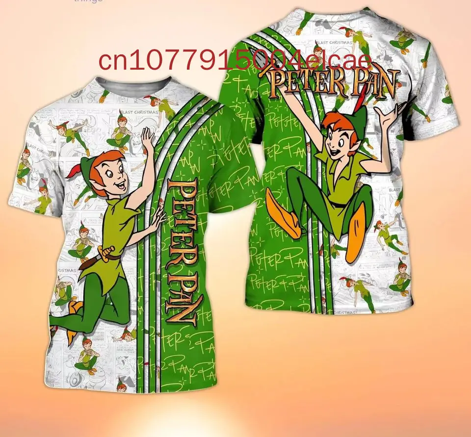 Peter Pan Disney T-Shirt 2024 New 3D Printed Men's and Women's Casual Street Round Neck T-shirt