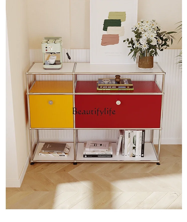 LJY * خزانة وحدة خلط الألوان الشمالية من الفولاذ المقاوم للصدأ في العصور الوسطى خزانة تلفزيون بسيطة #6