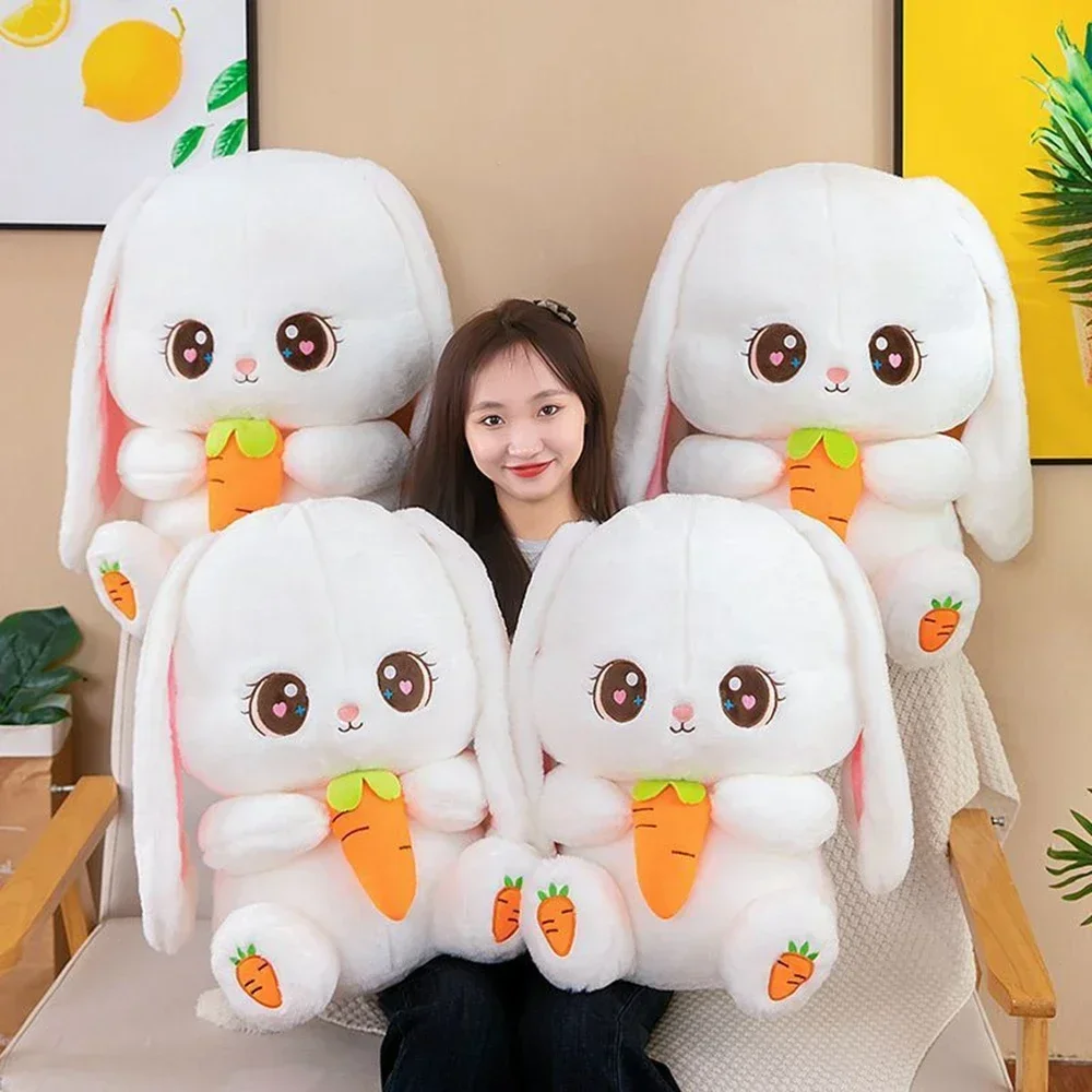 30CM Eat Carrot Rabbit Plush Toy Cute Carrot Embroidery Big Eyes Sleep To Accompany The Small White Rabbit Doll Festival Gifts