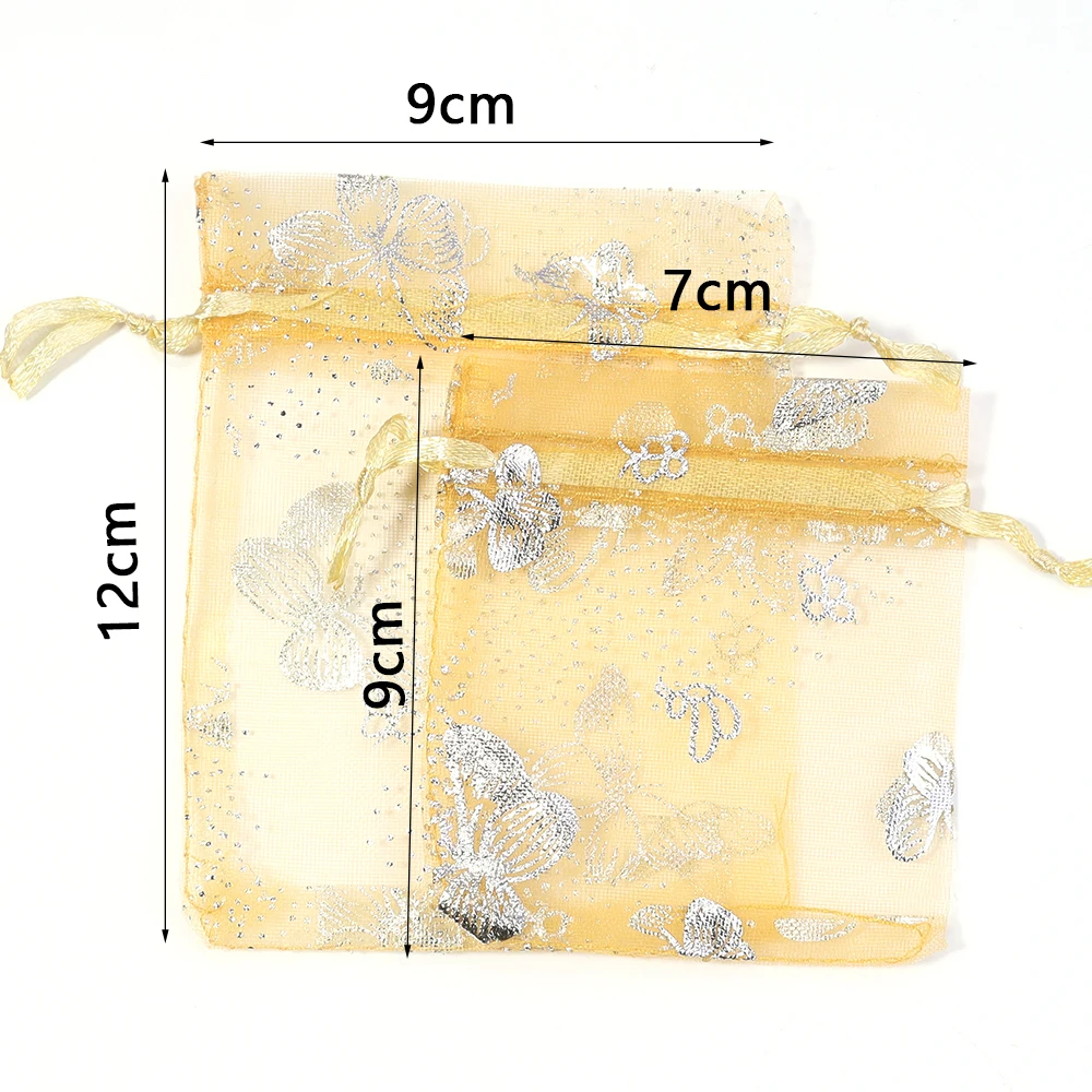 10pcs/lot Colorful Butterfly Organza Jewelry Bags Drawstring Bags For Candy Cookie Storage DIY Jewelry Beads Packaging Pouches