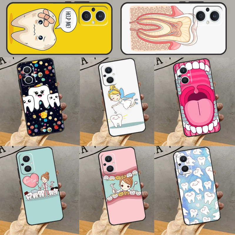 Cartoon Dentist Dental Teeth Phone Case For OPPO Reno 8 Lite 7 6 5 4 3 8T 2Z 5Z 4Z Find X5 Lite X3 X2 Neo X6 Pro Cover