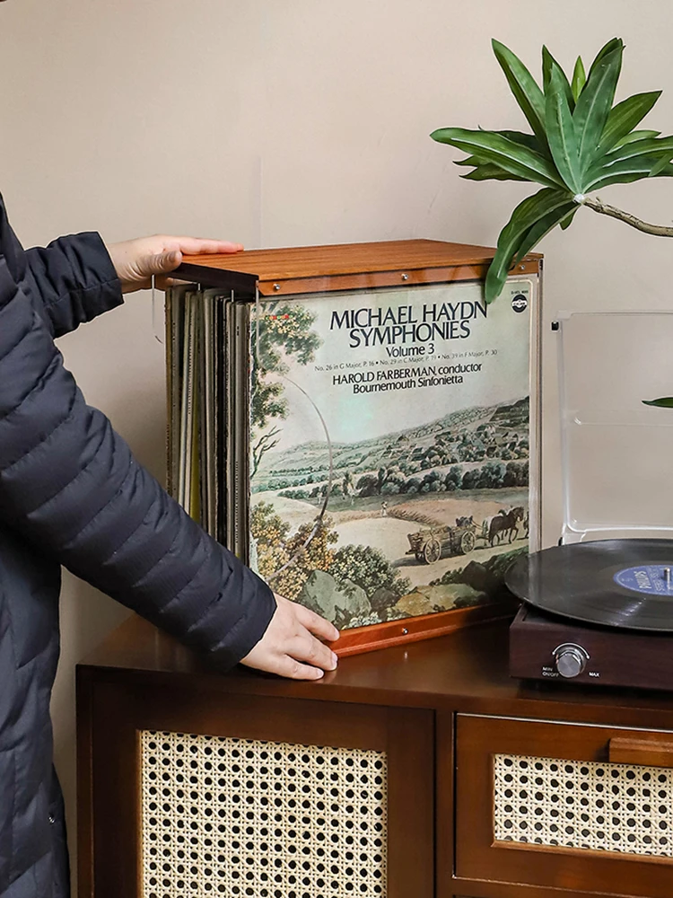 Sólida madeira acrílica 12 polegadas cremalheira do armazenamento do registro do vinil