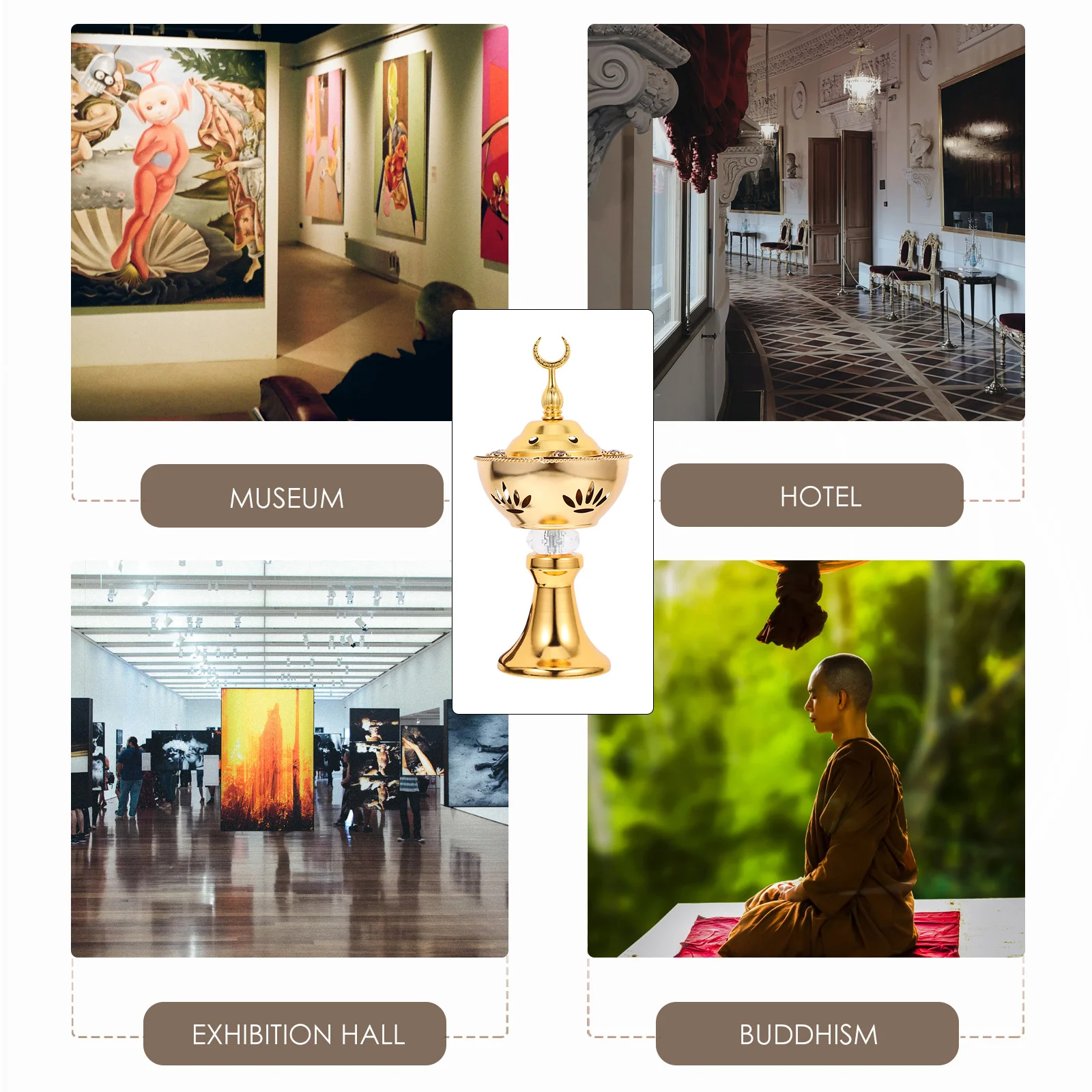 

Electric Incense Aroma Therapy Burner For Home Decor Censer Holder Portable Table Ornament Metal Incense Stove Plug In