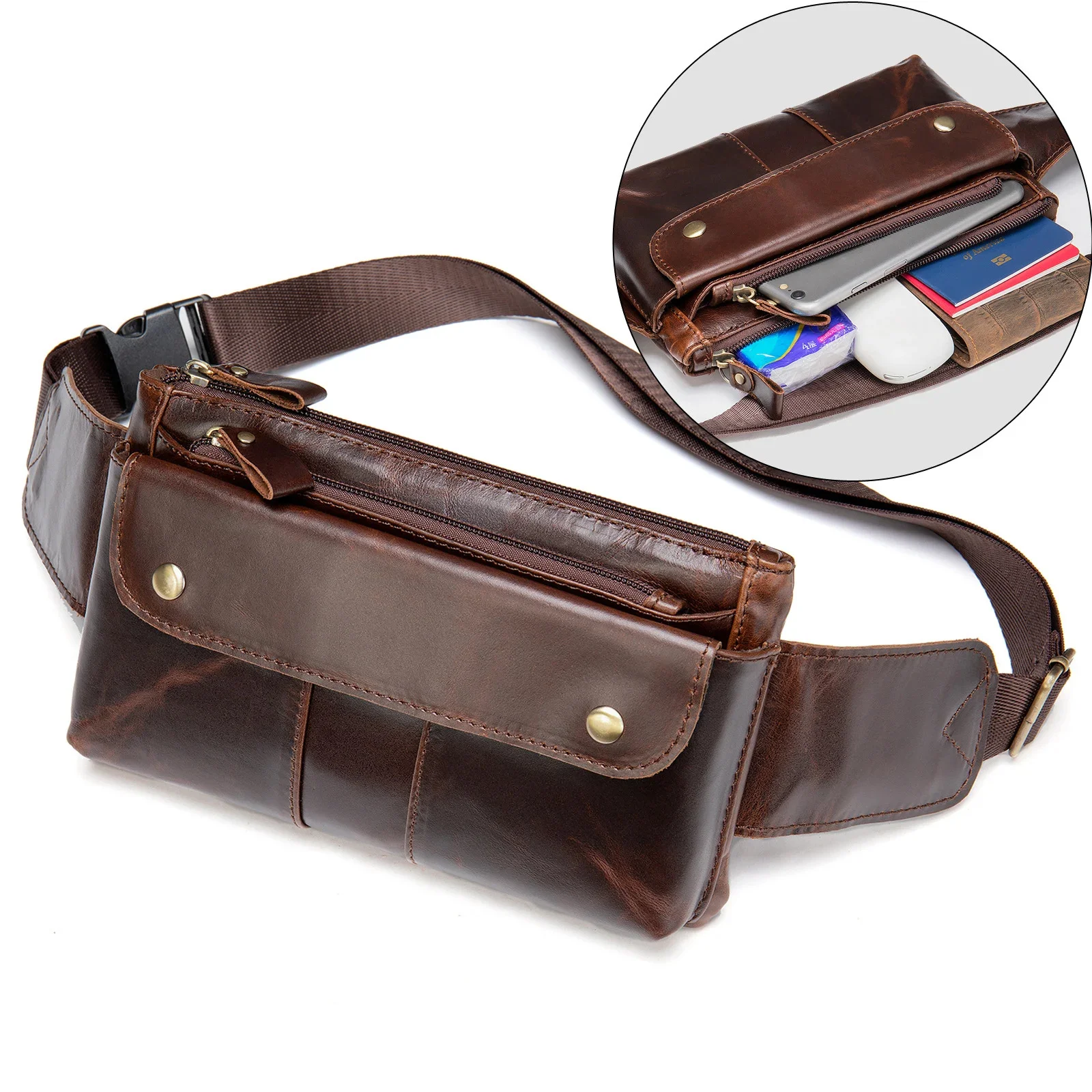 2024 Fanny Pack Men's Waist Bag Shoulder Cross Chest Belt Pouch For Men Male With Strap Mens Sling