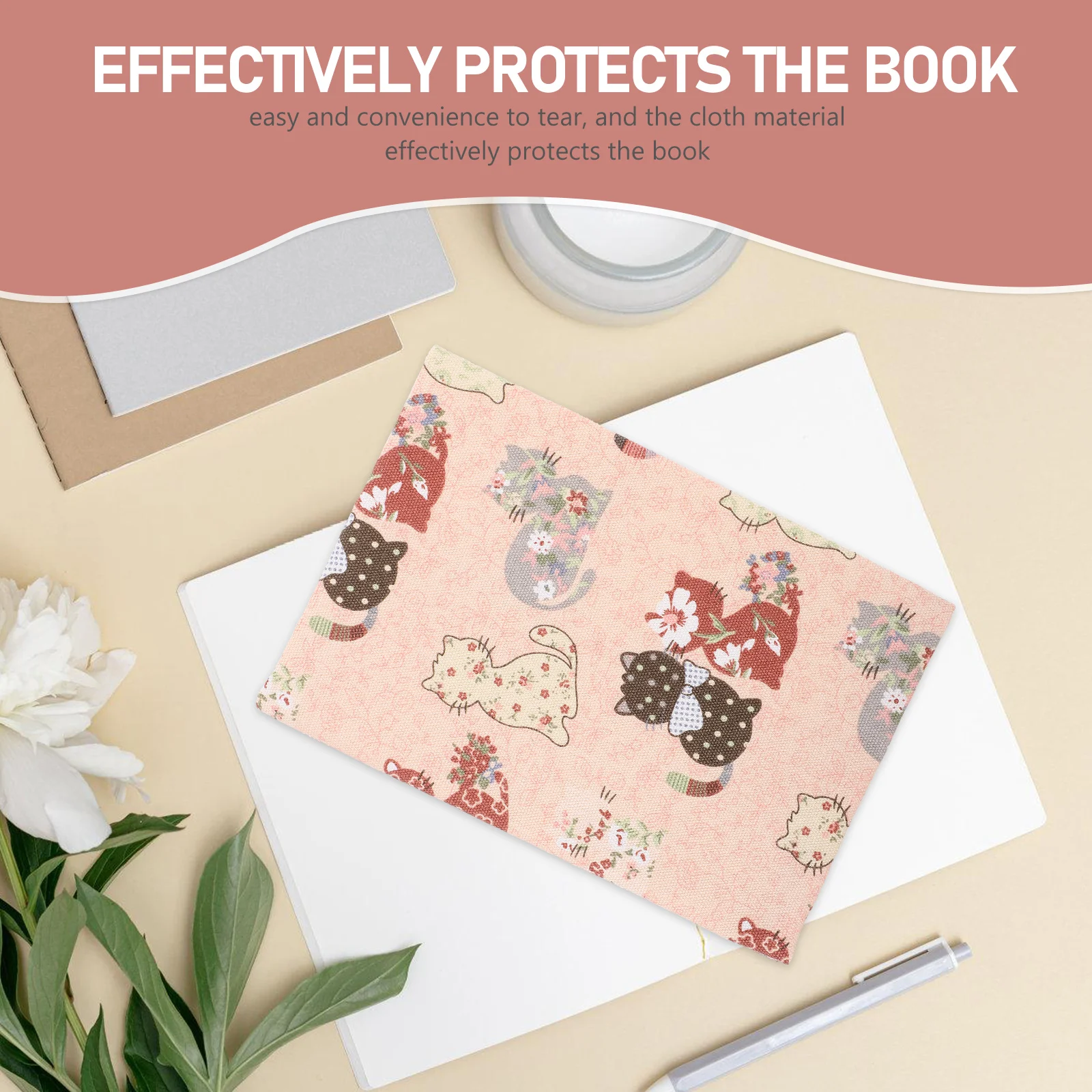 Book Cover Sleeve Protector A5 Book Covers Hardcover Soft Cloth Book Protector Flower Pattern Adjustable Book Sleeve Notebook