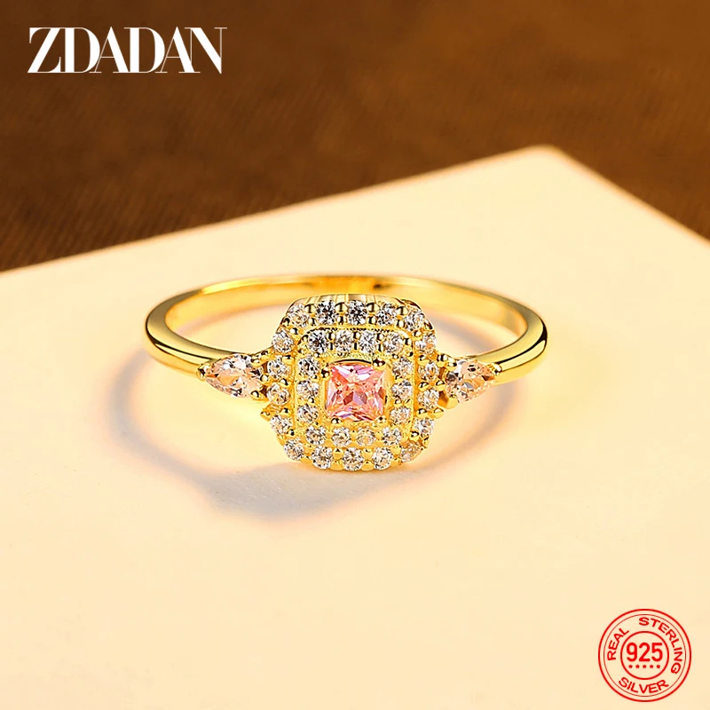 

ZDADAN 925 Sterling Silver 18K Gold Rings For Women Wedding Jewelry Gift