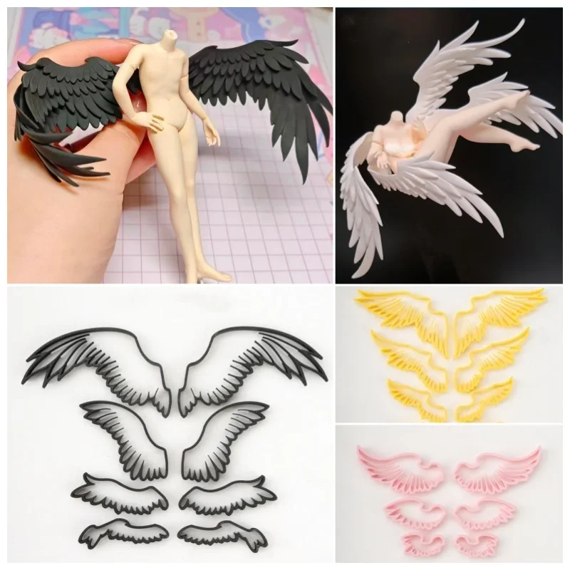 خفيفة الطين نسبة الملاك الجناح قطع قالب بوليمر كلاي القاطع DIY بها بنفسك الرسوم المتحركة شخصية أجنحة الزخرفية صنع أدوات