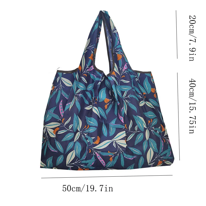 Reusable Grocery Bags Large-capacity Portable Tote Shoulder Bag Lightweight Print Handbag For Shopping Durable Nylon Shopper Bag