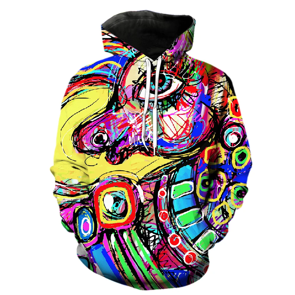 Abstract Art Graffiti Men's Hoodies Oversized With Hood Jackets Pullover Cool 2022 Hot Sale Teens Tops Long Sleeve Unisex Casual