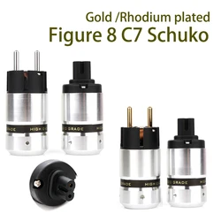 Hifi Audio Aluminum Gold Plated C7 Figure8 Schuko Power Connector IEC Female Plug Hi-end EU power cable plug adapter