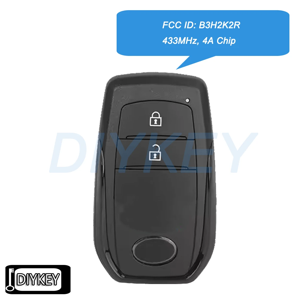 

2-кнопочный умный дистанционный автомобильный брелок 433,58 МГц/43,42 МГц 4A чип для Toyota Yaris 2020 FCC ID: B3H2K2R