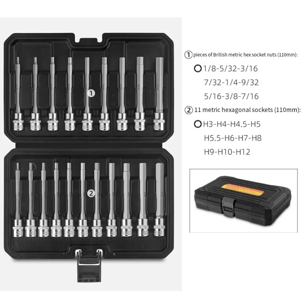 20 Piece Socket Wrench Set Vehicle Repair Tools Brand New Product Lengthened Design For DIY Repair 20Pc Wrench Set