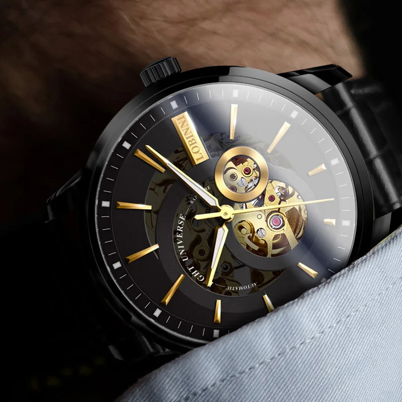 

Luxury Brand LOBINNI Japan MIYOTA Automatic Mechanical Watches Men's Sapphire 50 M Waterproof Luminous Dual Skeleton Clock L5015