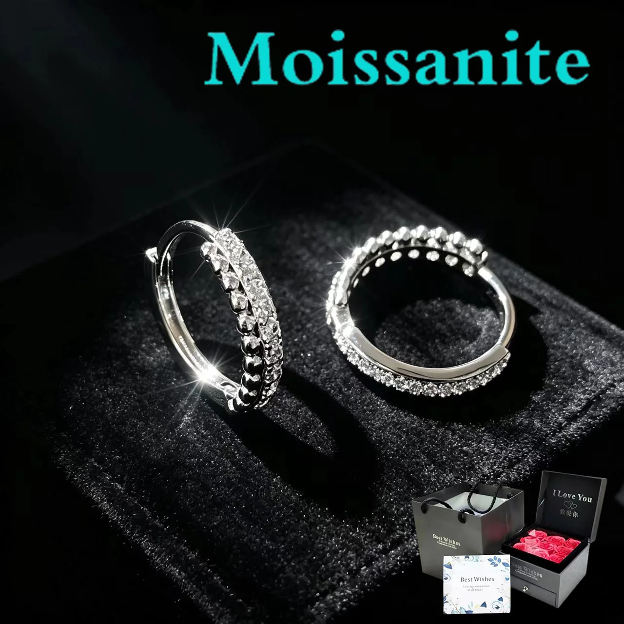 

S925 pure silver stud earrings with zirconia stones - luxurious and high-end earrings for women as a gift