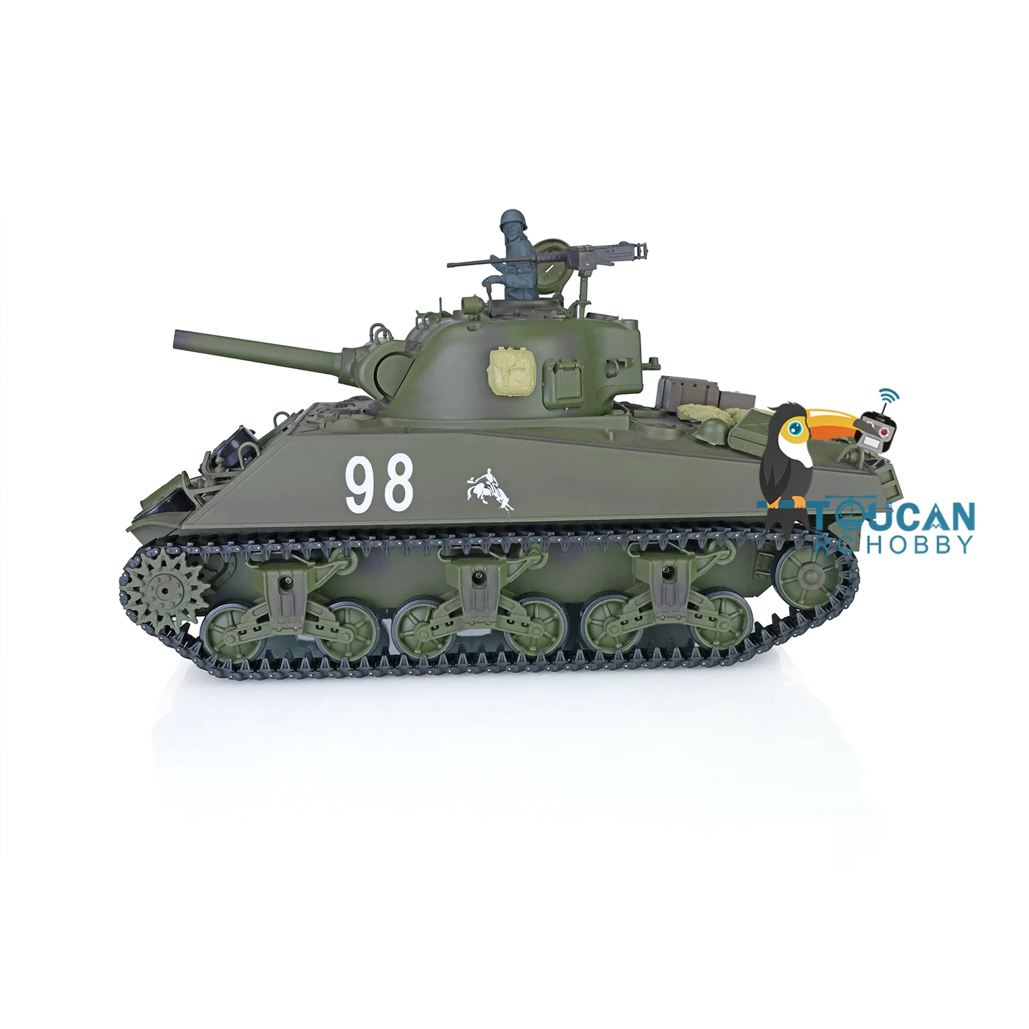 2.4G 1/16 Henglong 7.0 Plastic M4A3 Sherman RC Tank RTR Versie 3898 Afstandsbediening Model voor Historische Battle Fans