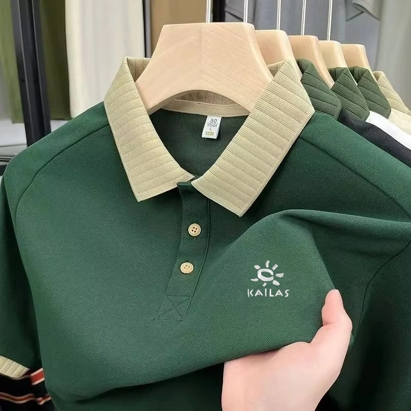 

Fashionable High-End Classic Summer New Men'S Boutique Short Sleeved Polo Shirt New Simple Casual Comfortable Breathable Top