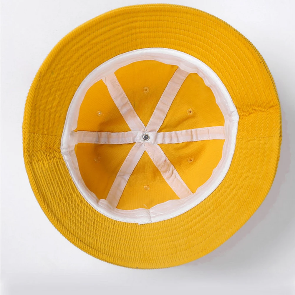

Corduroy Fisherman Hat Sun Protection Bucket Hat For Fishing Hiking Camping Outdoor Travel Lightweight Yellow Unisex