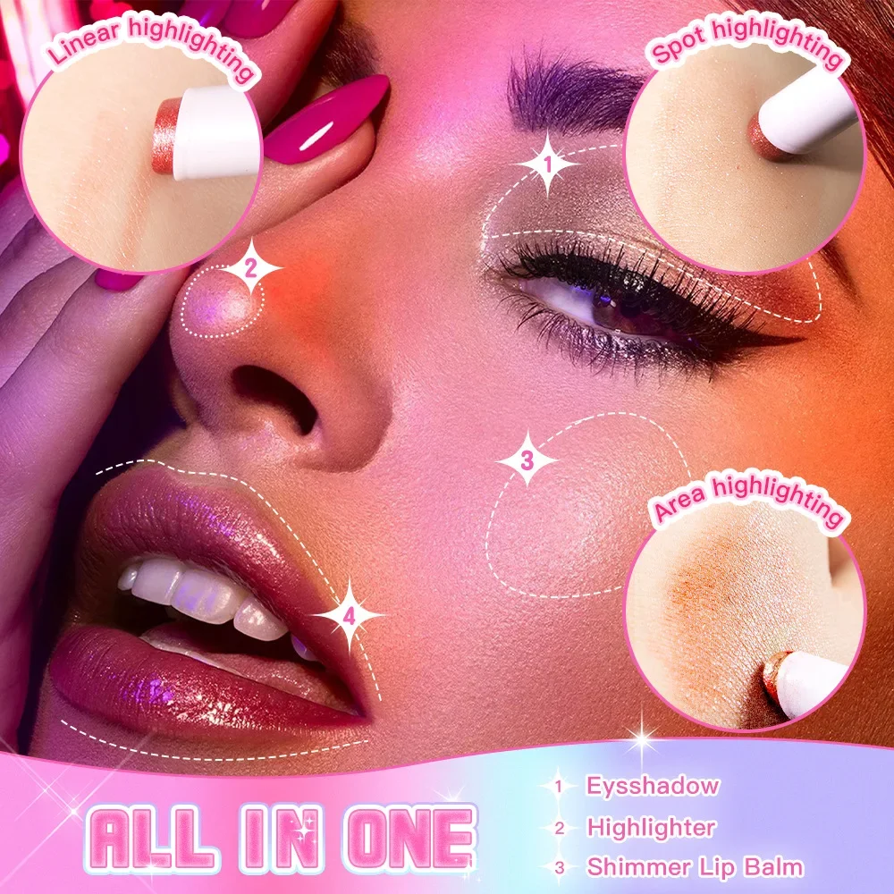 VIPABC Crystal Jelly Eyeshadow Highlight Stick Super Shiny Multicolor Super Shiny Multicolor Highlight Eyeshadow Stick kolor:02