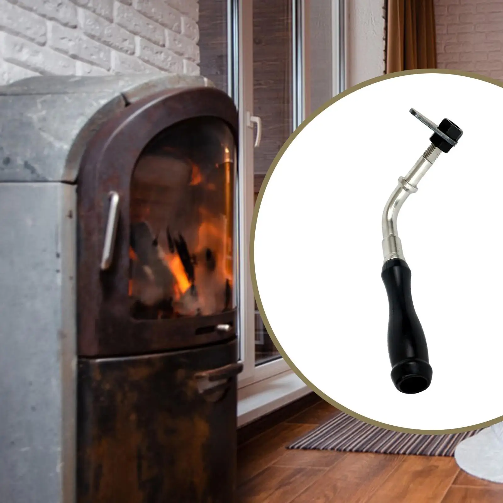 

Fireplace Door Handle Stainless Steel Repair Kit Easy Install Household Hardware for Wood Stove Accessories