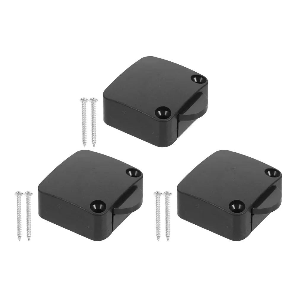 

3 pcs Auto Reset Door Control Switch Cabinet Wardrobe Touch Activated Light Switch Sensitive Button Black Durable
