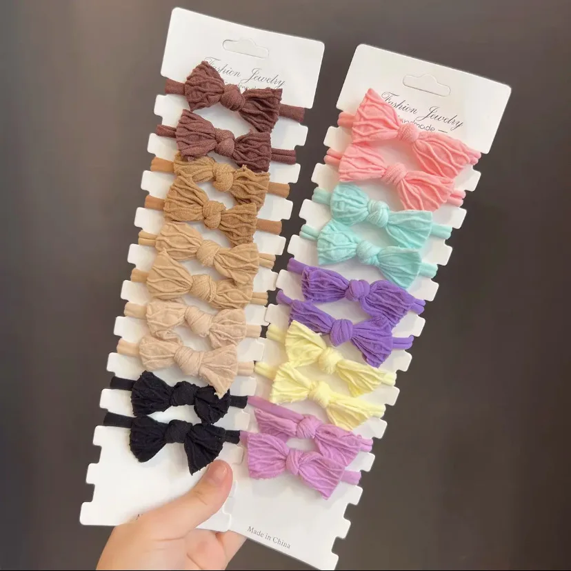 10Pcs/Set Women Girls Bowknot Hair Bands 4CM Elastic Headbands Colorful Bow Tie Scrunchies Headwear Girls Hair Accessories Gift