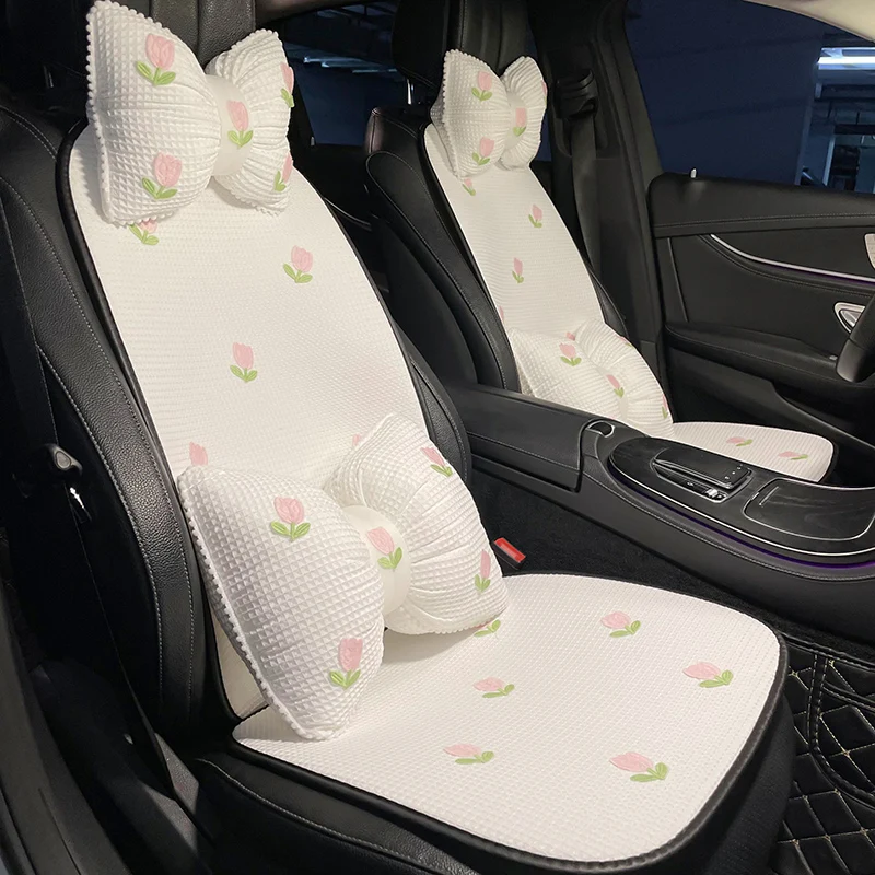 

New Summer Cartoon Flower Four Seasons Universal Protective Backrest Breathable Car Seat Cushion Cover Pad