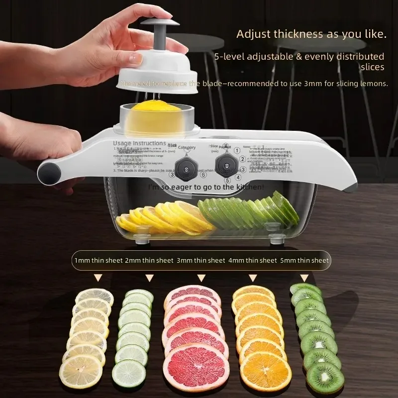 for Lemon Slicer Household Multi-functional Vegetable Cutter Commercial Fruit Potato Slicer for Milk Tea Shop Kitchen Tool