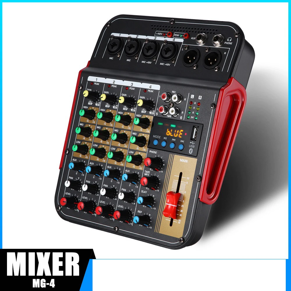 MG4 Portable Audio Mixer for DJ Stuido Recording Sound Card 4 Channals Mixer Stage Professional Mixer Sound Music USB Controller