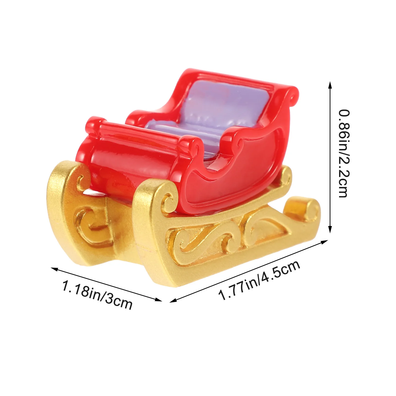 12pcs Resin Sleigh Decor Mini Snow Sleigh Ornament For Christmas Decorations Craft Party Favors Table Centerpiece Garden