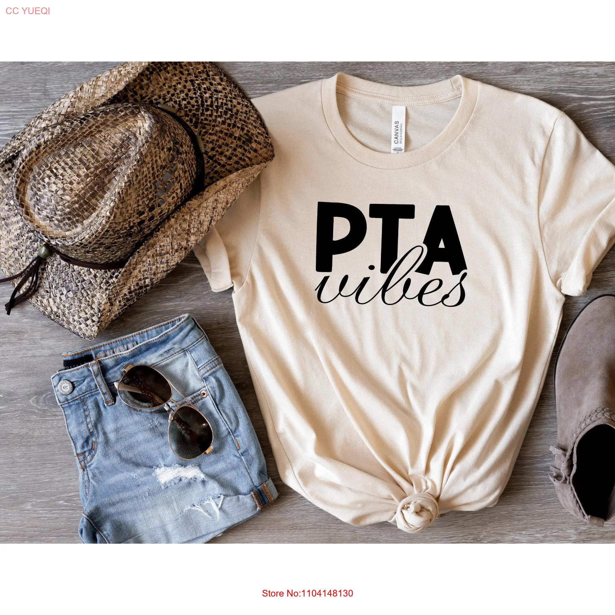 PTA Vibes Crew T Shirt Parent Teacher Association School Volunteer Mom For long or short sleeves