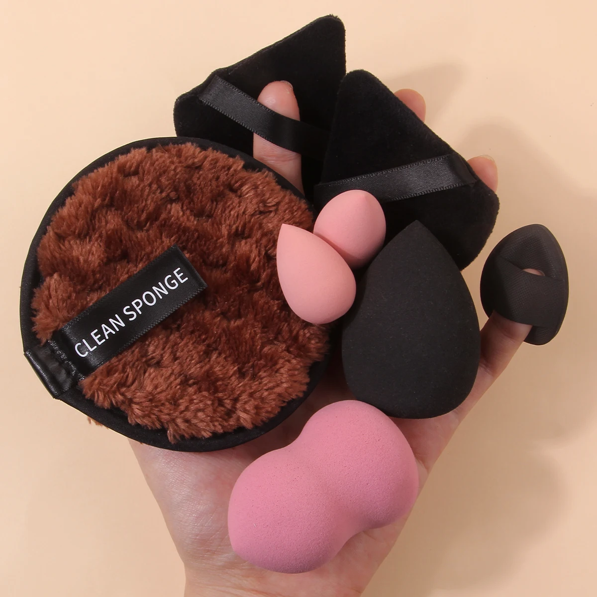 8PCS 메이크업 스펀지 세트, 리퀴드 BB 크림 파우더 적용에 적합, 메이크업 에그 건식 및 습식 이중 사용 파우더 퍼프