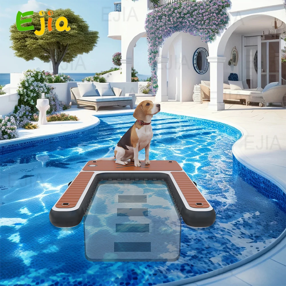 150cm Large Step  Inflatable Dog Water Ramp Dogs Up to 210 lbs Floating Non-Slip EVA Foam Platform for Pool, Boat, & Dock