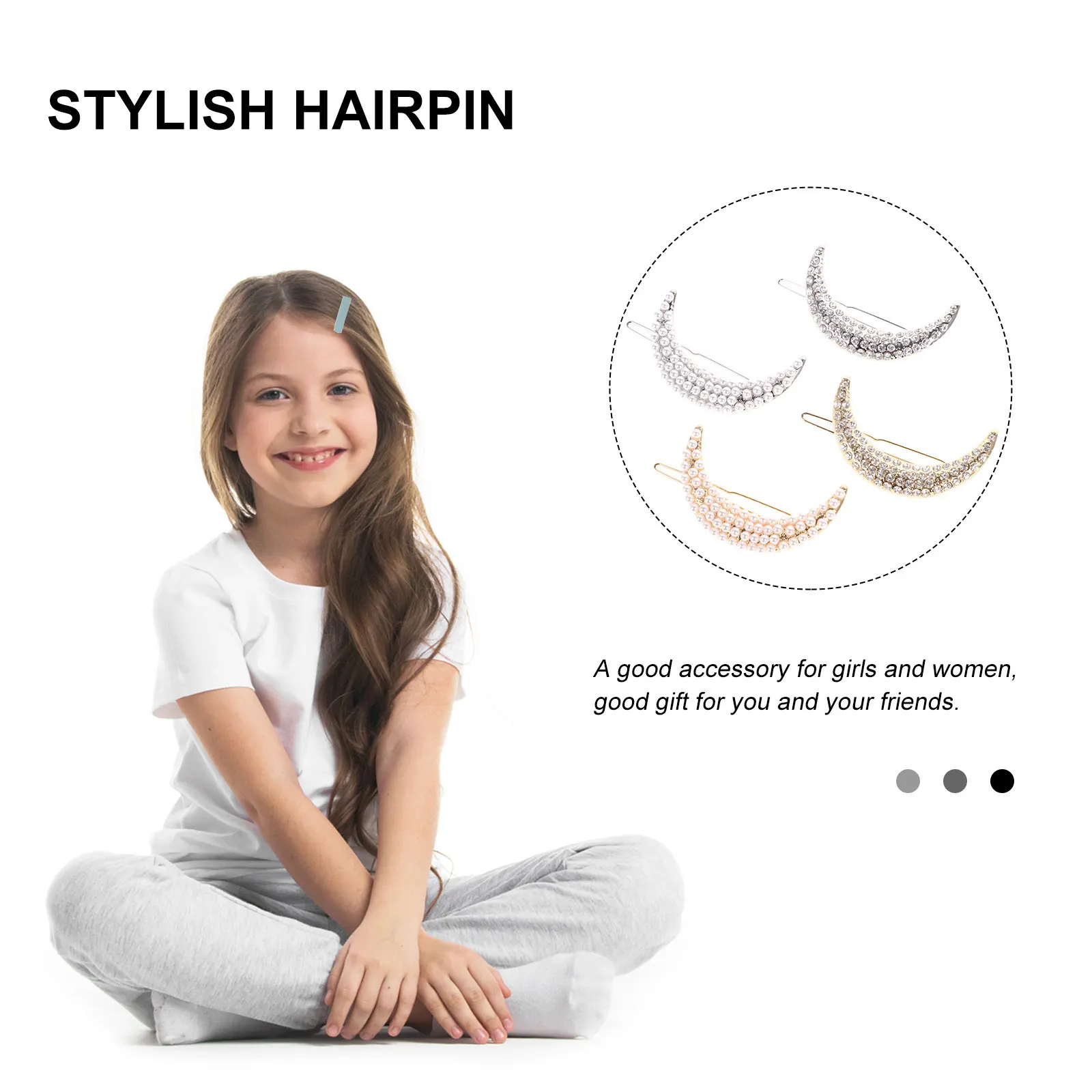 4Pcs Clip Set Rhinestone Alloy Stylish Hairpins for Girls Women Elegant Pearl Embedded Design Wedding Party Daily Wear