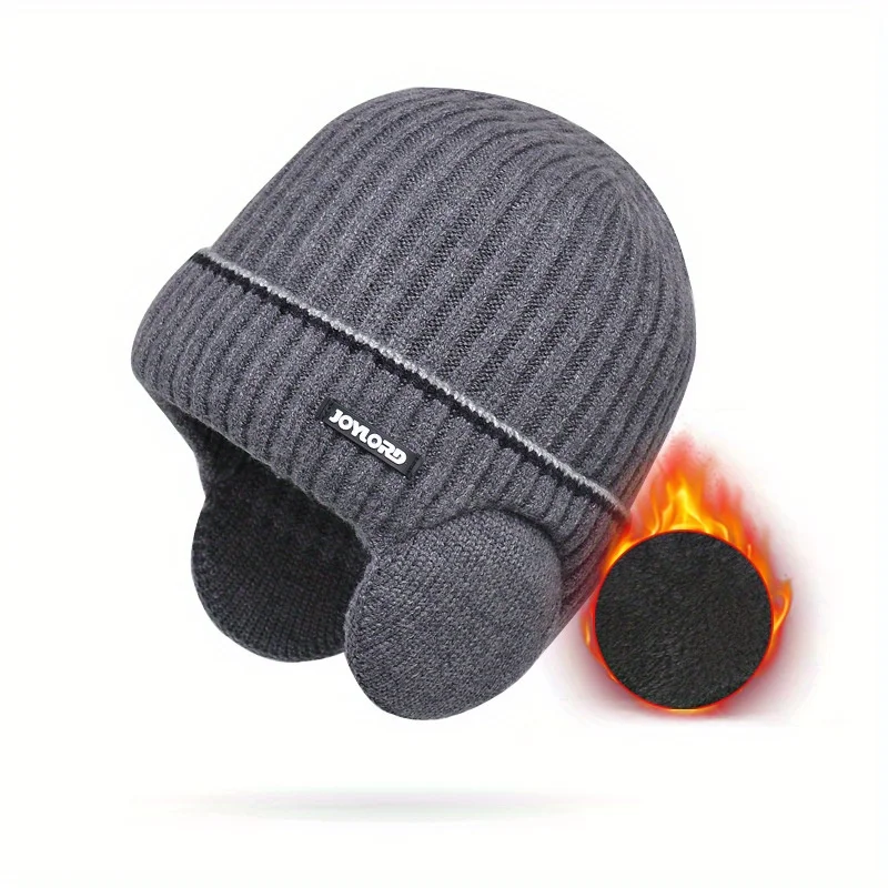 

Winter Thermal Fleece Lined Knitted Beanie Warm Hat Ear Flaps Thick Cold Weather Cap Men Women Unisex Outdoor Sports Headwear