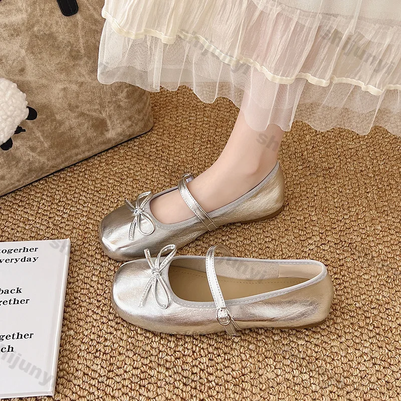 

Элегантные летние новые балетки с бантом, подходящие к платью, милые удобные туфли Мэри Джейн с мягкой подошвой, лаконичные женские повседневные сандалии