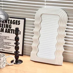 Creative Desktop Wave Mirror Cosmetic  Bathroom Decorative  Plastic Framed S for Home Wall  Decor