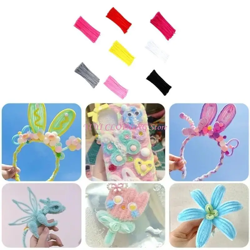 N5KF Plush Twisted Rod Chenille Stem Children Educational Toy Manual DIY Material