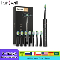 Fairywill Sonic Electric ToothbrushUSB Charge Rechargeable E11 Waterproof  Electric Toothbrush 8 Brush Replacement Heads Adult