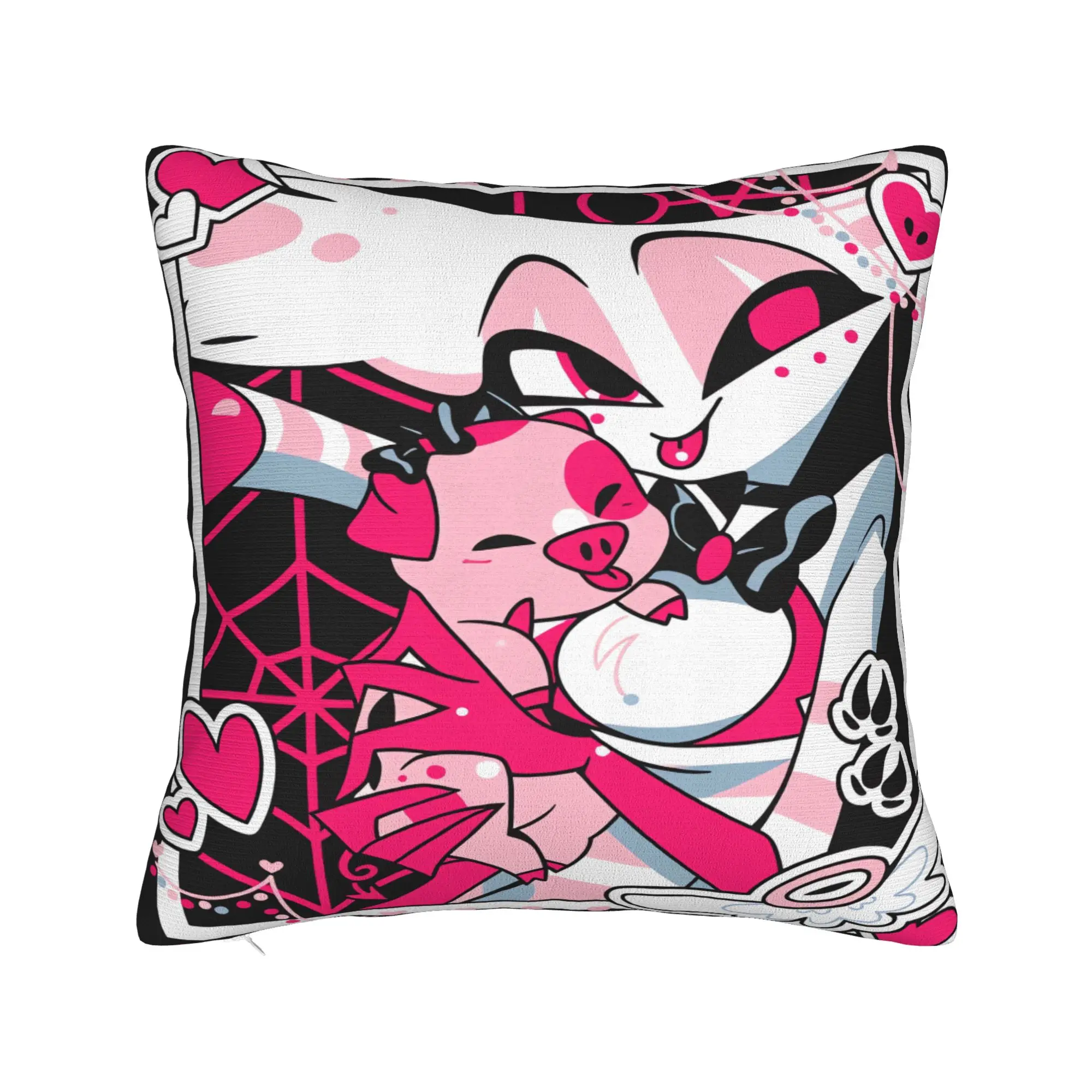 Hazbin Hotels Pillow Case Angel Dusts and Fat Nugget Cushion Cover Soft Graphic Pillow Cover Retro Trendy Pillowcases