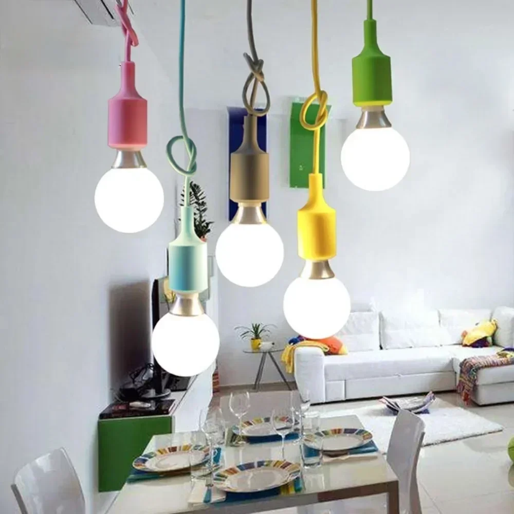 Multicolor Silicone Pendant Chandelier Lamp Holder for Edison Bulbs - Colourful Lighting Accessory