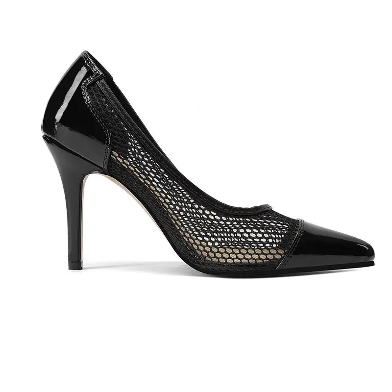 

Girseaby пикантные женские туфли-лодочки с острым носком на шпильке 9,5 см, слипоны из дышащей сетки, большой размер 42, 43, модная летняя обувь для вечеринок и свиданий