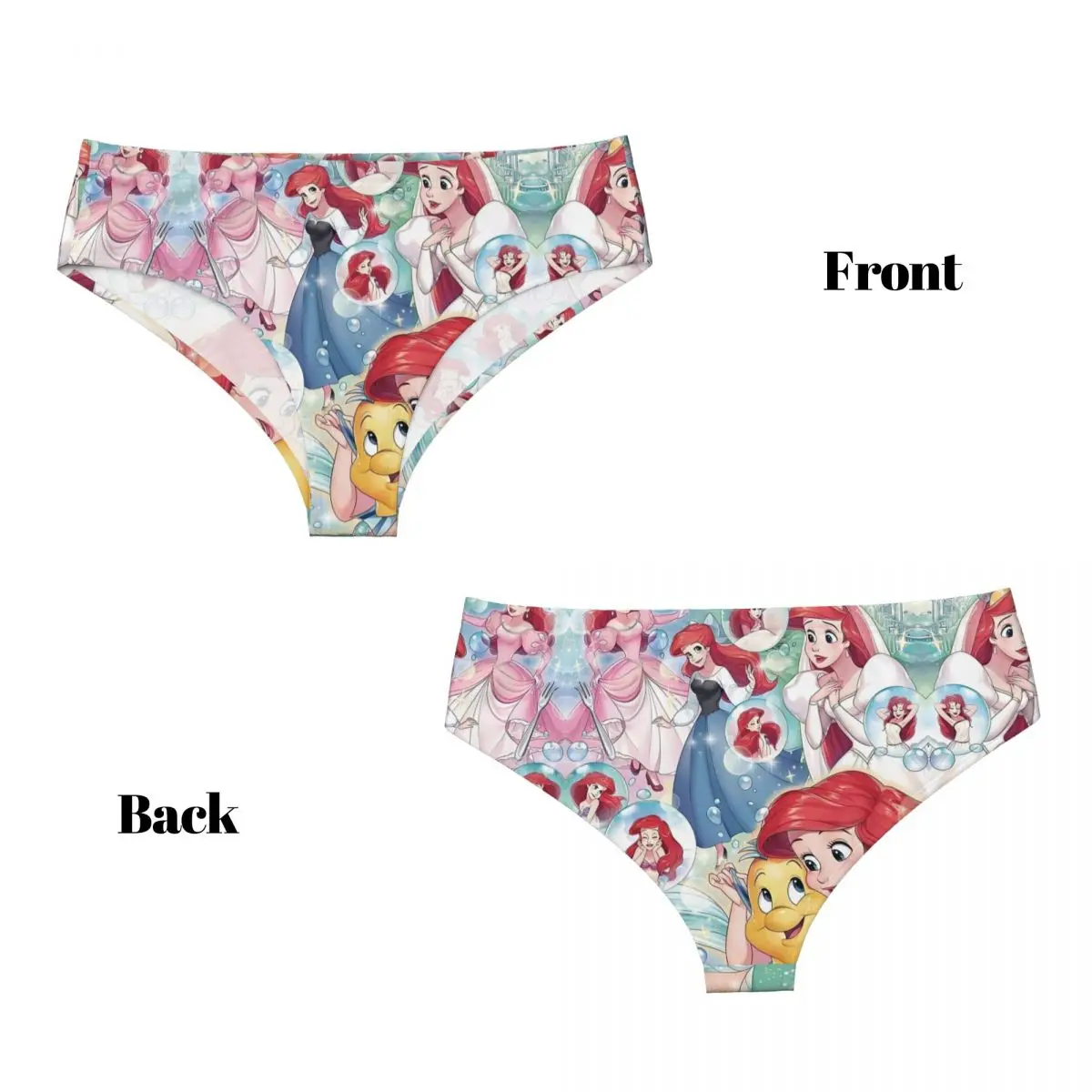 ملابس داخلية نسائية مخصصة بحورية البحر الصغيرة ملصق فني سراويل داخلية قصيرة تسمح بمرور الهواء