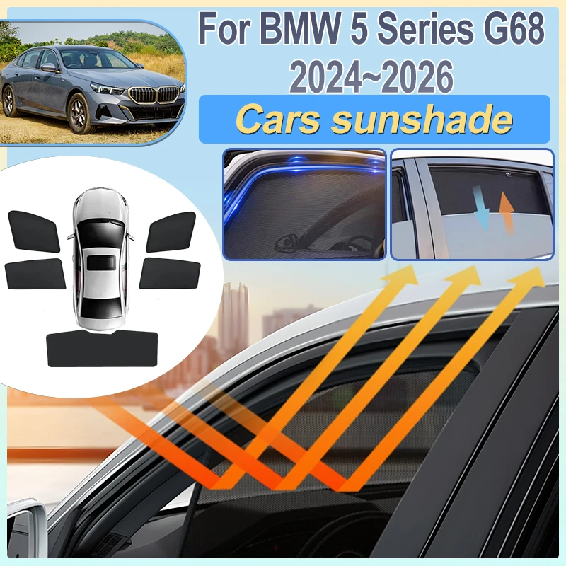 

For BMW 5 Series G68 2024 2025 2026 LWB Car Windshield Sun Shades Side Rear Window Sun Shield Protection Covers Auto Accessories
