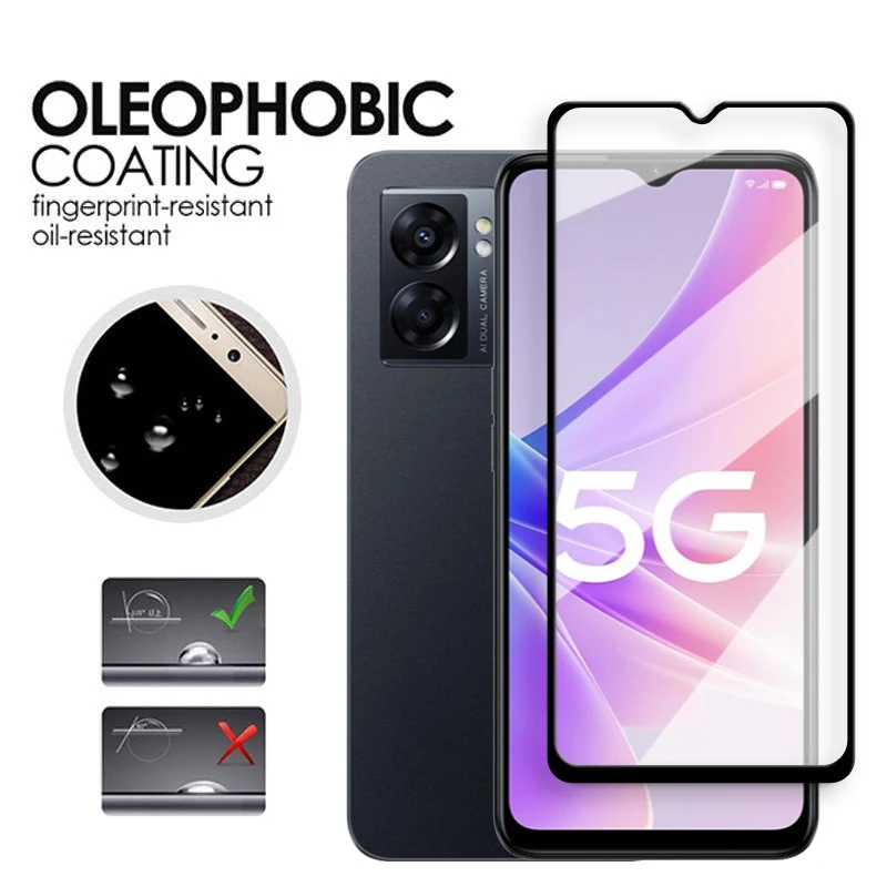 Untuk OPPO A77 Kaca OPPO A77 A57 A96 A76 A36 4G Kaca Antigores 2.5D Pelindung Layar Penutup Penuh OPPO A77 5G Film Lensa 6.58 Inci