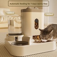 Automatic Dog Cat Feeder and Water Dispenser Gravity Food Feeder and Waterer Set with Pet Food Bowl Universal Pet Products