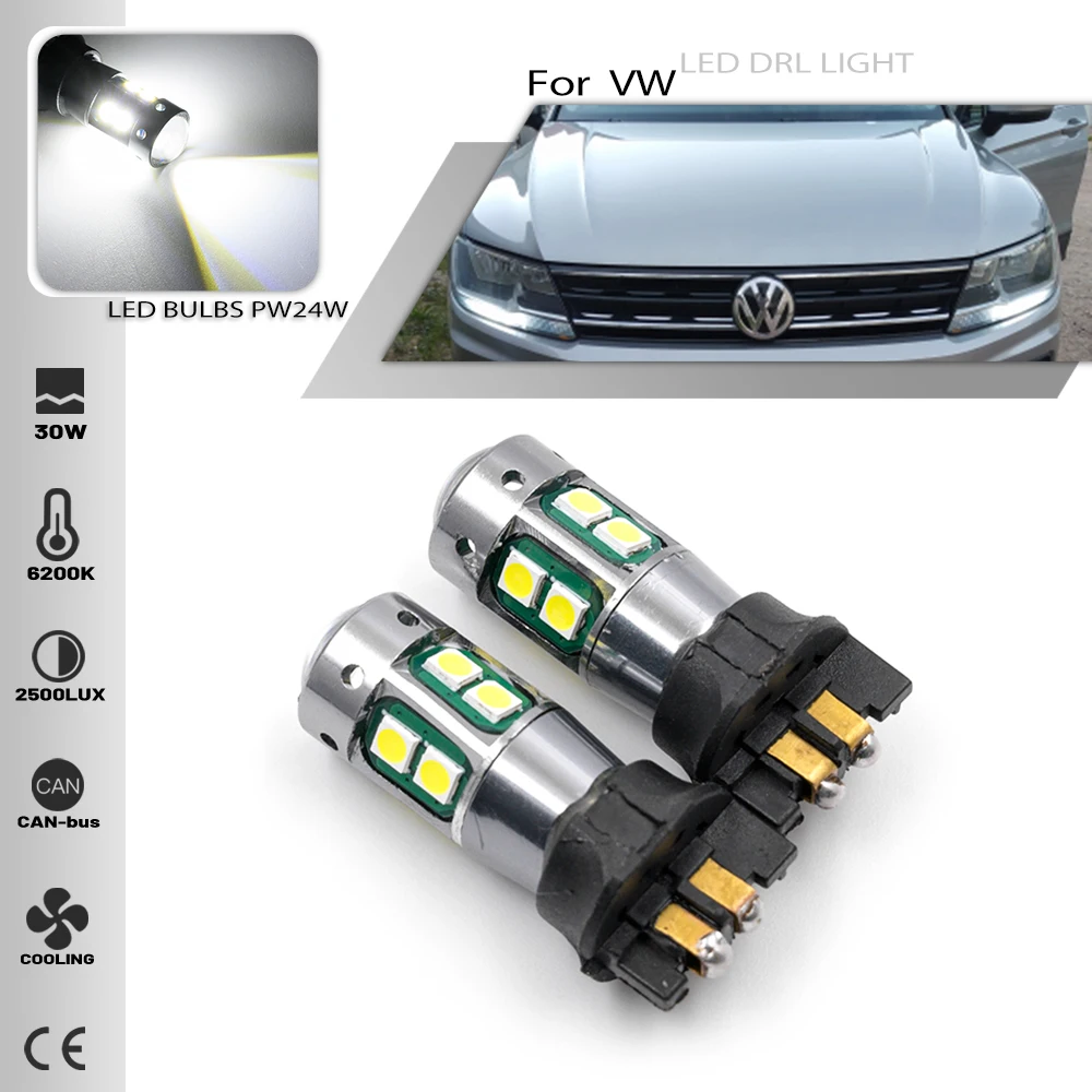 

2pcs Canbus PW24W PWY24W LED Bulbs For VW MK7 Golf CC 2013- Turn Signal Light Daytime Running Light DRL White Yellow