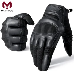 Tactical Full Finger Gloves Leather Airsoft Combat Outdoor Hunting Touch Screen Anti-Skid Hard Guard Protective Gear Men